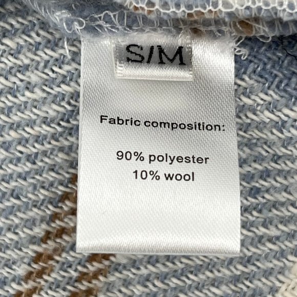 Yllw Blue and Cream Plaid Fuzzy Shacket | Perfect for Any Occasion - Picture 7 of 8